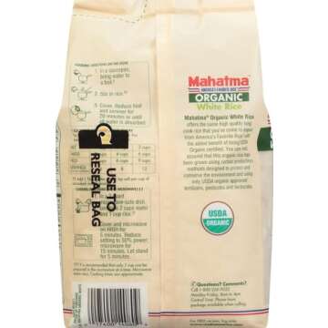 Mahatma Organic White Rice, Easy 20-Minute Cooking