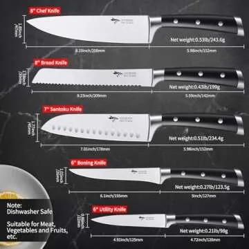 MAD SHARK Knife Set, Professional 5 Piece Kitchen Chef Knife Set, German High Carbon Stainless Steel Ultra Sharp Knives Sets, Ergonomic Handle Home Cooking Perfect Cutlery Set Gift