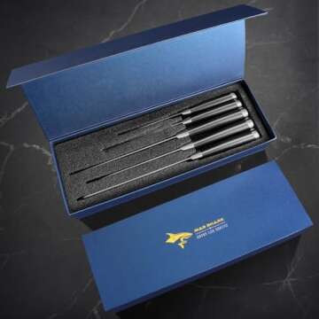 MAD SHARK Knife Set, Professional 5 Piece Kitchen Chef Knife Set, German High Carbon Stainless Steel Ultra Sharp Knives Sets, Ergonomic Handle Home Cooking Perfect Cutlery Set Gift