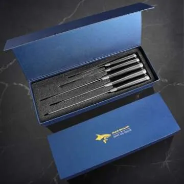 MAD SHARK Knife Set, Professional 5 Piece Kitchen Chef Knife Set, German High Carbon Stainless Steel Ultra Sharp Knives Sets, Ergonomic Handle Home Cooking Perfect Cutlery Set Gift