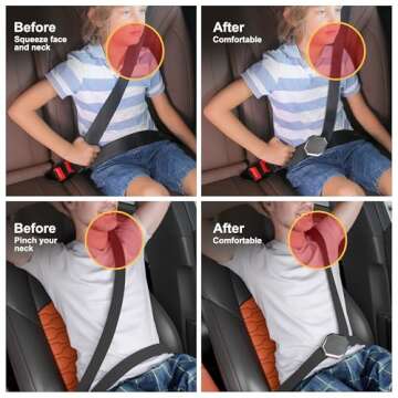 Zeyitian Car Seat Belt Adjuster. Seat belt clips for Shoulder Strap. Reduce Neck Irritation and Enhance Driving Comfort. Car Accessories