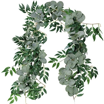 Windiy 5.5' Eucalyptus Faux Garland for Weddings and Home