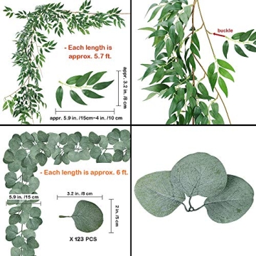 Windiy 5.5' Eucalyptus Faux Garland for Weddings and Home