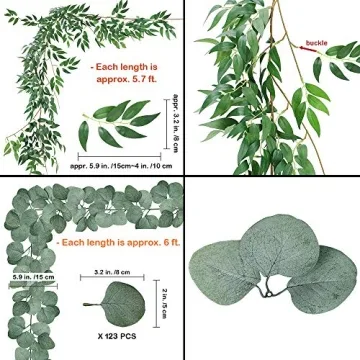 Windiy 5.5' Eucalyptus Faux Garland for Weddings and Home