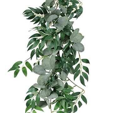 Windiy 5.5' Eucalyptus Faux Garland for Weddings and Home