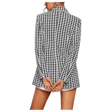 Floerns Women's Casual Long Sleeve Graphic Colorful Blazer Work Suit Jackets Black Houndstooth M