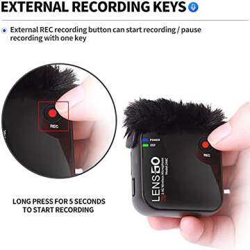 LENSGO 348C 2.4Ghz Wireless Lavalier Microphone 32GB TF Card Slot Compact Lav Mic 2 Transmitter and 1 Receiver Wireless Lapel Microphone for iPhone Smartphone Camera Vlog YouTube Interview Streaming B