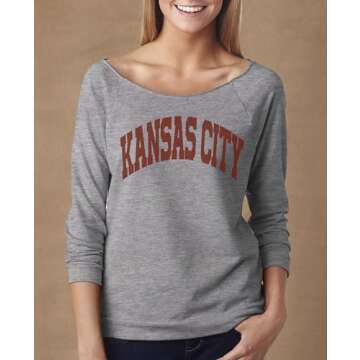 Hometown Kc Proud Sweatshirts Kansas City Royaltee Womens Football Sports Shirts, Heather Grey, Xxlarge