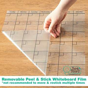 Think Board Self-Adhesive Whiteboard Wall and Refrigerator Calendar, Peel and Stick Dry Erase Board Wall Cling for Home and Office, Removable Wall Decals (Clear, 14"x14")