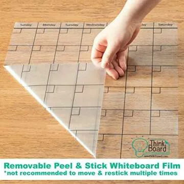 Think Board Self-Adhesive Whiteboard Wall and Refrigerator Calendar, Peel and Stick Dry Erase Board Wall Cling for Home and Office, Removable Wall Decals (Clear, 14"x14")