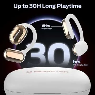 Monster Open Free AC100 Open Ear Headphones, Bluetooth 5.3 Wireless Headphones with Earhooks, Immersive Stereo Sound by Dual Large Driver, Clear Talk, 30H Playtime,Waterproof Sport Earbuds for Running
