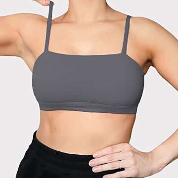 Aoxjox Women's Workout Bandeau Sports Bras Training Fitness Running Yoga Crop Tank Top (Iron Grey, S...
