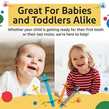 Lull Kids Hollow Teething Tubes - Baby Teething Toys for Babies 0-6 Months, Teething Toys for Babies 6-12 Months - Baby Teether, Teething Straws, Teething Sticks (Blue/Orange)