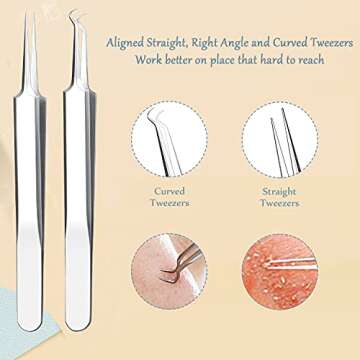 Blackhead Remover Pimple Popper Tool Kit, 6-in-1 Blackhead Comedone Acne Blemish Pimple Extractor Tool Kit Tweezers Kit Skin Care Tools for Face