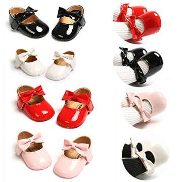 RVROVIC Baby Girls Ballerina Mary Jane Flats Toddler Girl Princess Dress Shoes Soft Infant Crib Shoe...