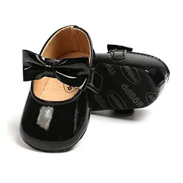 RVROVIC Baby Girls Ballerina Mary Jane Flats Toddler Girl Princess Dress Shoes Soft Infant Crib Shoes(0-6 Months Infant, 0-Black)
