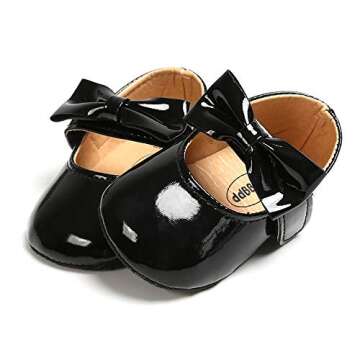 RVROVIC Baby Girls Ballerina Mary Jane Flats Toddler Girl Princess Dress Shoes Soft Infant Crib Shoes(0-6 Months Infant, 0-Black)