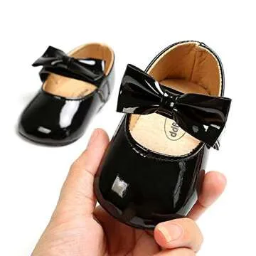 RVROVIC Baby Girls Ballerina Mary Jane Flats Toddler Girl Princess Dress Shoes Soft Infant Crib Shoes(0-6 Months Infant, 0-Black)