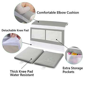 Bath Kneeler and Elbow Rest Pad Set - 1.5" Thick Bath Kneeling Pad with Toy Organizer - Large Safty ...