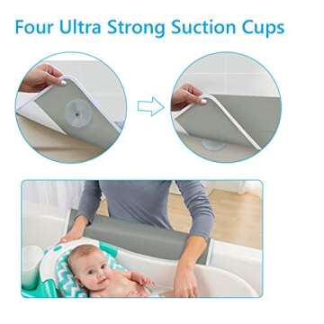 Bath Kneeler and Elbow Rest Pad Set - 1.5" Thick Bath Kneeling Pad with Toy Organizer - Large Safty Kneeler Mat for Tub Bathing and Bathroom Time - Detachable and Foldable Child Bath Tub Mat - Gray