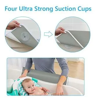 Bath Kneeler and Elbow Rest Pad Set - 1.5" Thick Bath Kneeling Pad with Toy Organizer - Large Safty Kneeler Mat for Tub Bathing and Bathroom Time - Detachable and Foldable Child Bath Tub Mat - Gray