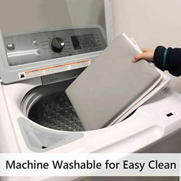 Bath Kneeler and Elbow Rest Pad Set - 1.5" Thick Bath Kneeling Pad with Toy Organizer - Large Safty Kneeler Mat for Tub Bathing and Bathroom Time - Detachable and Foldable Child Bath Tub Mat - Gray