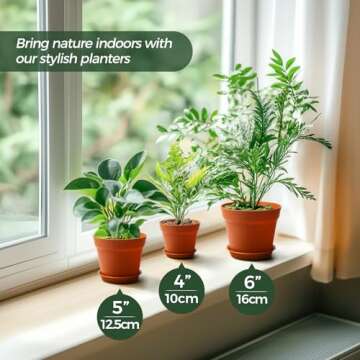 T4U 4 Inch Plant Pots 18-Pack - Small Plastic Planter with Drainage Hole and Saucer, Decorative Nursery Flower Pot Bulk for African Violet, Snake Plant, Succulent and All House Plants