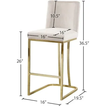 Meridian Velvet Counter Stool with Gold Metal Frame