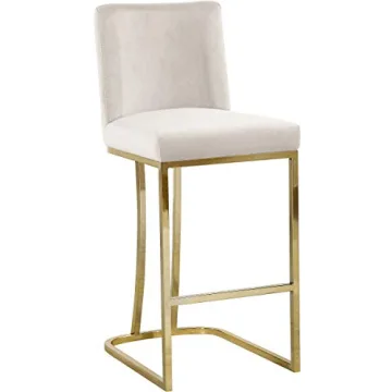 Meridian Velvet Counter Stool with Gold Metal Frame