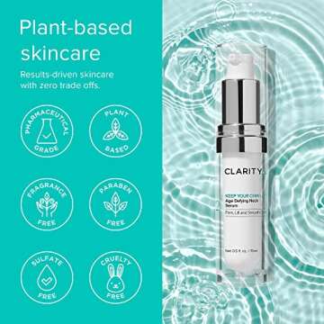 ClarityRx Keep Your Chin Up Anti-Aging Neck & Chest Serum, Natural Plant-Based Hyaluronic Acid Treatment for All Skin Types (1 fl oz)