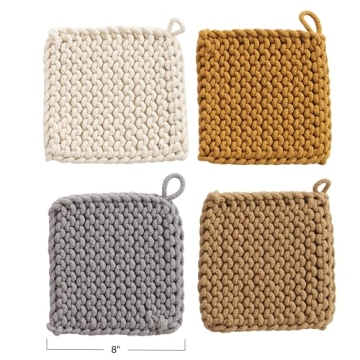 Creative Co-Op Cotton Crocheted Potholders for All