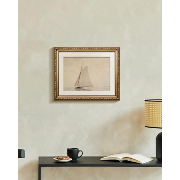 VIYYIEA Gold Framed Seascape Canvas Art for Home Decor