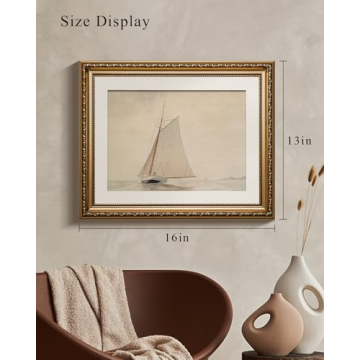 VIYYIEA Gold Framed Seascape Canvas Art for Home Decor