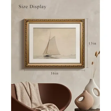 VIYYIEA Gold Framed Seascape Canvas Art for Home Decor