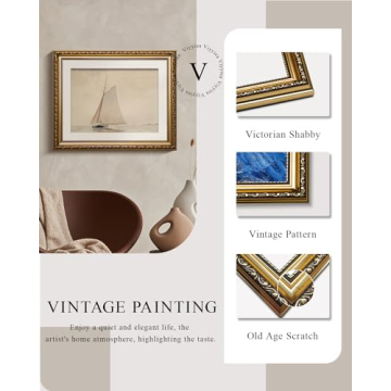 VIYYIEA Gold Framed Seascape Canvas Art for Home Decor