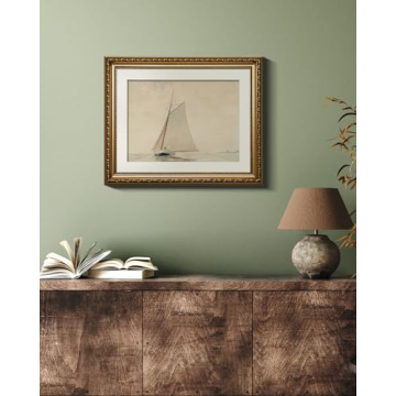 VIYYIEA Gold Framed Seascape Canvas Art for Home Decor