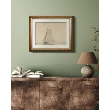 VIYYIEA Gold Framed Seascape Canvas Art for Home Decor