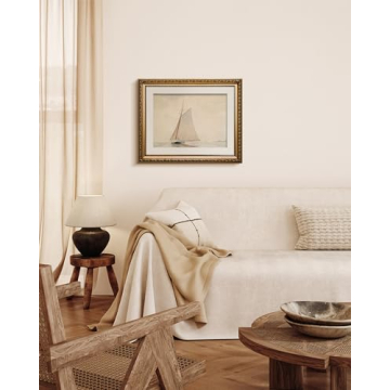 VIYYIEA Gold Framed Seascape Canvas Art for Home Decor