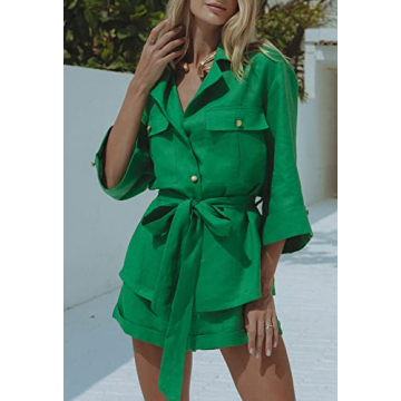 Fixmatti Stylish Women 2 Piece Summer Short Set Green