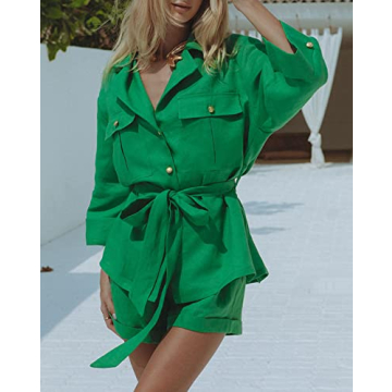 Fixmatti Stylish Women 2 Piece Summer Short Set Green