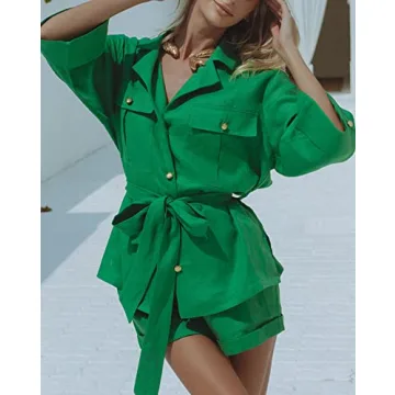 Fixmatti Stylish Women 2 Piece Summer Short Set Green