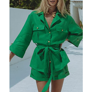 Fixmatti Stylish Women 2 Piece Summer Short Set Green