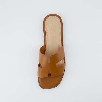 CUSHIONAIRE Women's Voyage slide sandal +Memory Foam, Wide Widths Available, Whiskey 9 W