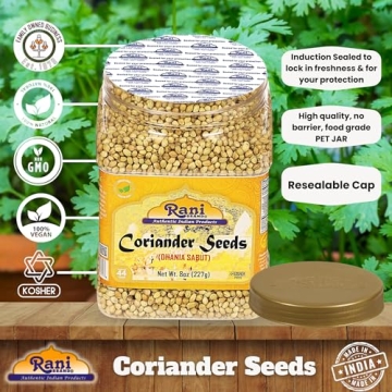 Rani Whole Coriander Seeds - 8oz All Natural Spice Jar