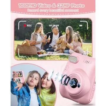 Kids Instant Print Camera Fun for Ages 3-12 - Pink