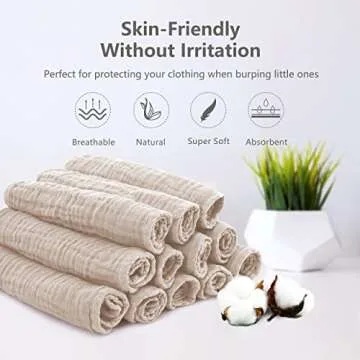 SWEET DOLPHIN 12 Pack Muslin Burp Cloths Large 100% Cotton Hand Washcloths for Baby - Baby Essential...