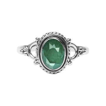 Elegant Handmade Emerald Stone Ring—925 Sterling Silver Minimalist Jewelry