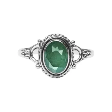 Elegant Handmade Emerald Stone Ring—925 Sterling Silver Minimalist Jewelry