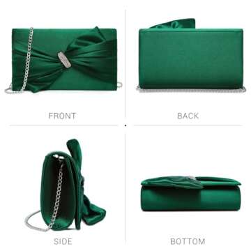 Dasein Women's Elegant Satin Bow Flap Evening Bag