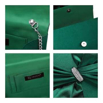 Dasein Women's Elegant Satin Bow Flap Evening Bag